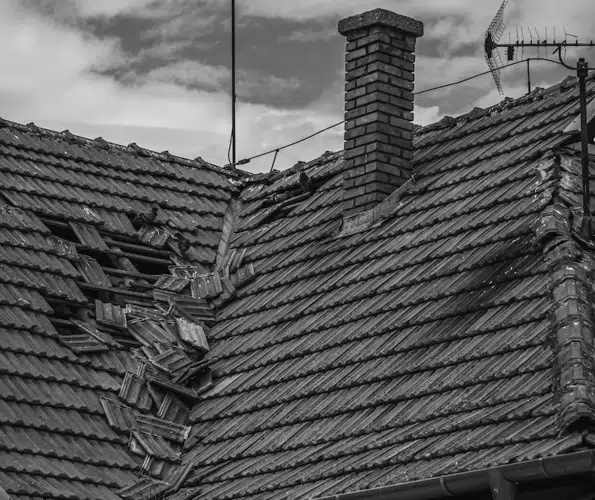 old damaged roof