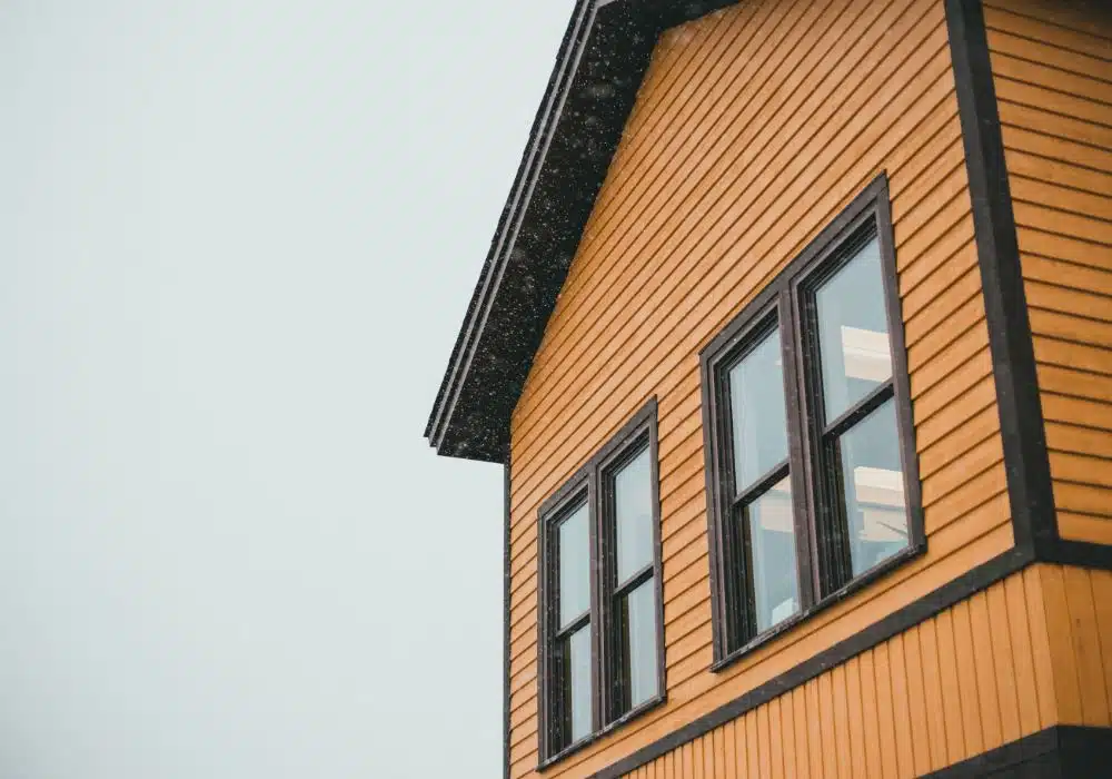 Brown wooden siding on a house