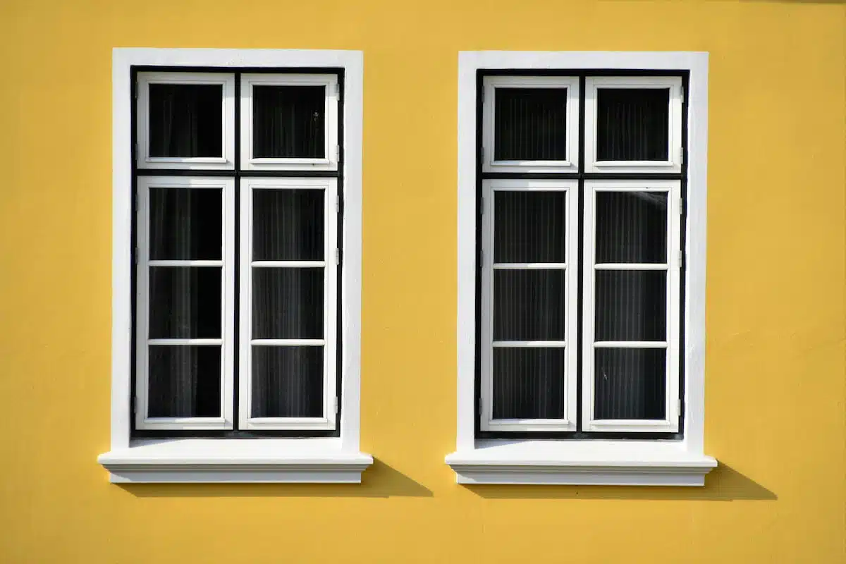 Closed White Wooden Framed Glass Windows