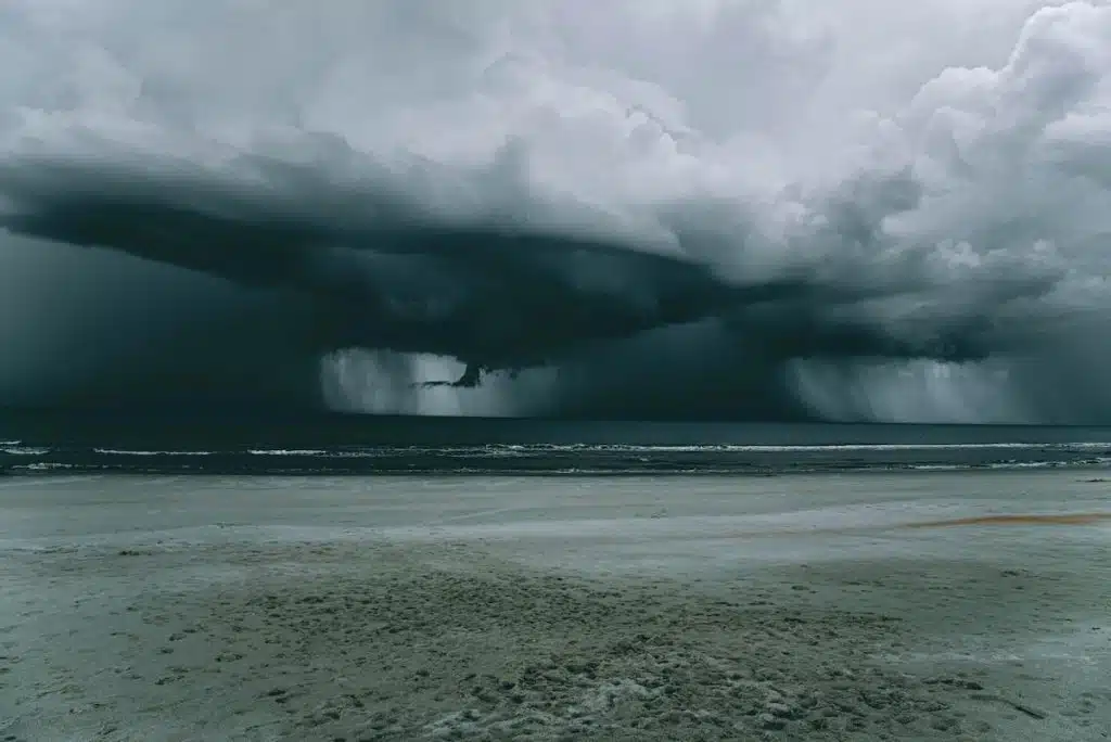 A Beach Under Gloomy Sky