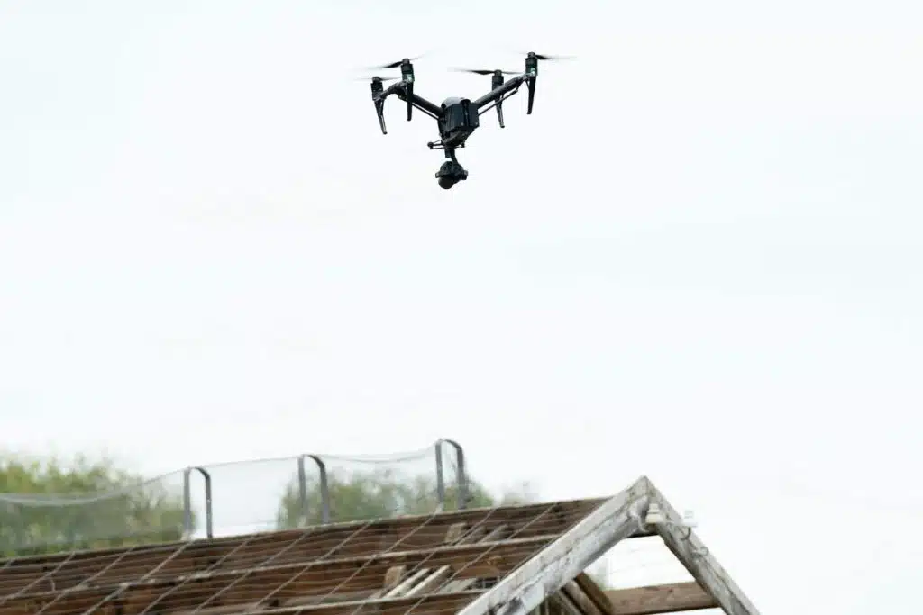 A Drone Flying over a Roof